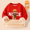 Áo Sweater Lông Cừu W.G.Q Dày Mùa Đông Cho Bé Trai & Bé Gái In Hình Gấu Ấm Áp 3