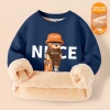 Áo Sweater Lông Cừu W.G.Q Dày Mùa Đông Cho Bé Trai & Bé Gái In Hình Gấu Ấm Áp 10