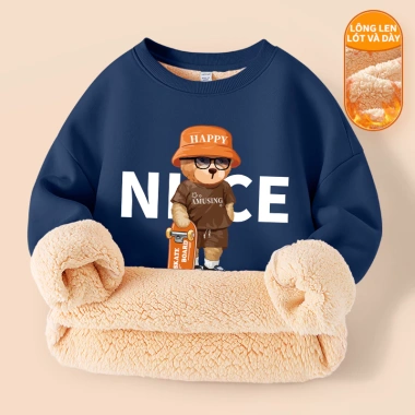 Áo Sweater Lông Cừu W.G.Q Dày Mùa Đông Cho Bé Trai & Bé Gái In Hình Gấu Ấm Áp 10