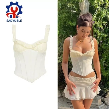 Áo thời trang nữ ngắn quai spaghetti, ren viền bèo, kiểu bodycon corset – chỉ 247.187 đ giảm giá