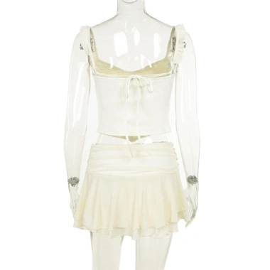 Áo thời trang nữ ngắn quai spaghetti, ren viền bèo, kiểu bodycon corset – chỉ 247.187 đ giảm giá