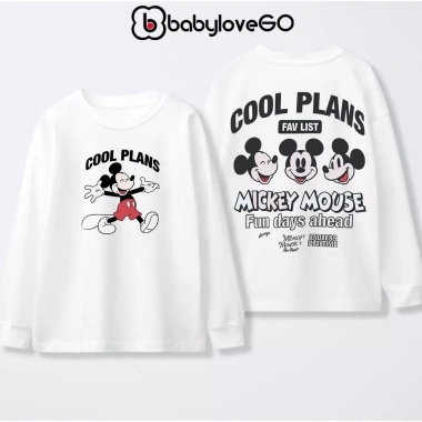 Áo thu đông bé trai BabyloveGO Disney Mickey cổ tròn thun cotton cho bé 1-10 tuổi giảm giá 139k
