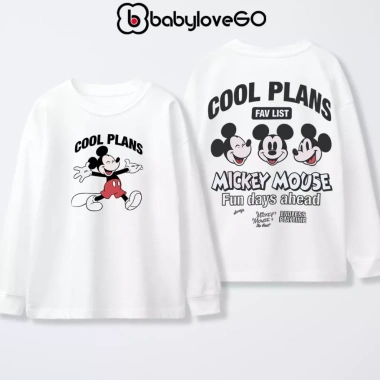 Áo thu đông bé trai BabyloveGO Disney Mickey cổ tròn thun cotton cho bé 1-10 tuổi giảm giá 139k