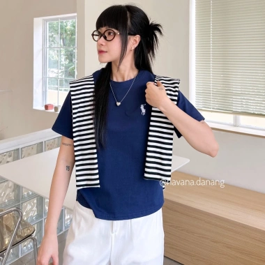 Áo Thun Babytee Thêu Logo Ngựa HAVANA ATH205 Tặng Khoác Choàng Thủy Thủ - Giảm 4.204đ