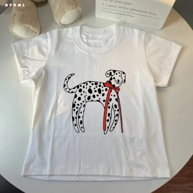 Áo thun boxy form rộng 100% cotton mùa hè cho nam nữ, in chó con - giảm còn 69.000₫