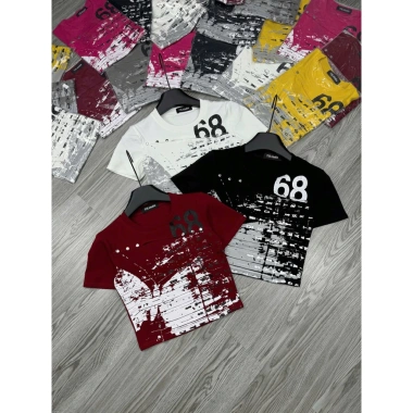 Áo thun croptop nữ COCAHOUSE in 68 loang không bong, nút kim loại khoét - Cá tính 99.999₫