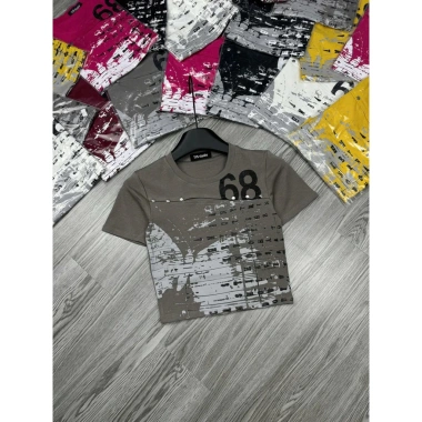 Áo thun croptop nữ COCAHOUSE in 68 loang không bong, nút kim loại khoét - Cá tính 99.999₫