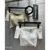 Áo thun croptop trễ vai ép đá dày dặn, xẻ nhẹ, siêu kéo siêu nét - Giá chỉ 109.000₫ 8