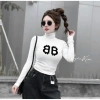 Áo thun croptop VANISA CT122 giá chỉ 45k - Tay dài, in chữ BB, xanh lá hồng, thun tăm cao cấp 3