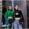 Áo thun croptop VANISA CT122 giá chỉ 45k - Tay dài, in chữ BB, xanh lá hồng, thun tăm cao cấp 5