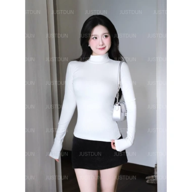 Áo Thun Nữ Ôm Body Tay Dài, JUSTDUN 506 - Chất Cotton Lông Mịn Cao Cấp,Co Giãn 4 Chiều