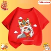 Áo trung thu cho bé hình bé múa lân dễ thương áo thun cộc tay bé trai bé gái chất cotton