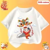 Áo trung thu cho bé hình bé múa lân dễ thương áo thun cộc tay bé trai bé gái chất cotton 9