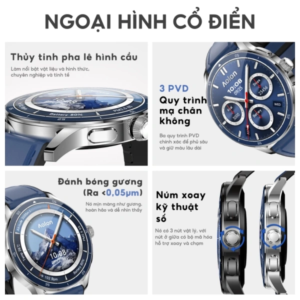 Hình ảnh sản phẩm AOLON Prime X - Đồng hồ thông minh tròn cao cấp AOMLED AOD IP68, giá 1,099,000đ