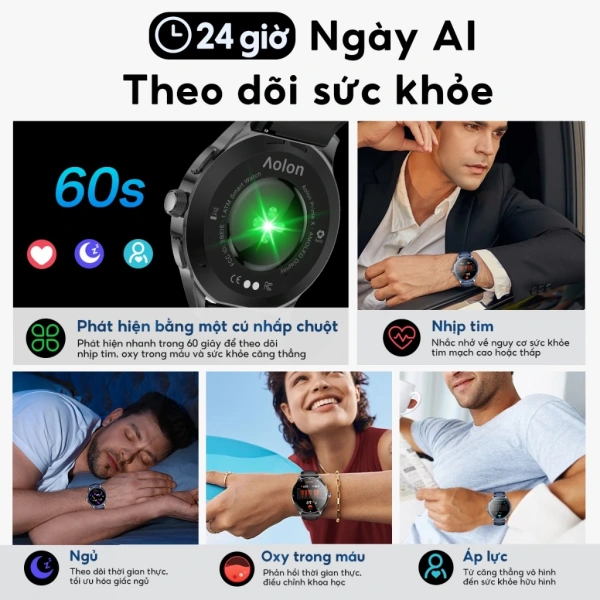 Hình ảnh sản phẩm AOLON Prime X - Đồng hồ thông minh tròn cao cấp AOMLED AOD IP68, giá 1,099,000đ