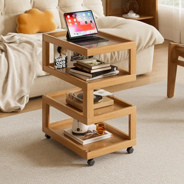 Bàn Cà Phê Di Động Nhật Bản Với Bánh Xe Đa Năng Kệ Phòng Khách Sáng Tạo Thích Hợp Cho Phòng Ngủ Đầu Giường Sofa Bên 3