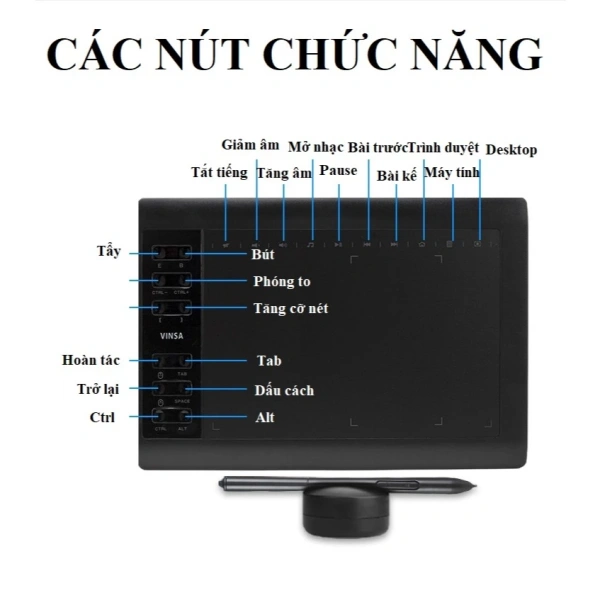 Hình ảnh sản phẩm Bảng Vẽ Điện Tử VINSA 1.060 Plus - Dạy học trực tuyến, ghi chép nhanh, giá chỉ 490.000 VND