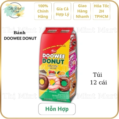 Bánh Donut Doowee Nhiều Vị_[Hỗn Hợp/Phô Mai/Socola/Sữa/Cam/Dâu] Túi 12 cái x 29gr. Thị Mint Mart. 2