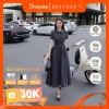 [BBSTORE'S] Đầm Xòe Công Sở Dài Cổ Sơ Mi Tay Ngắn Chất Carolan Xược - D4.558B
