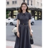 [BBSTORE'S] Đầm Xòe Công Sở Dài Cổ Sơ Mi Tay Ngắn Chất Carolan Xược - D4.558B 5