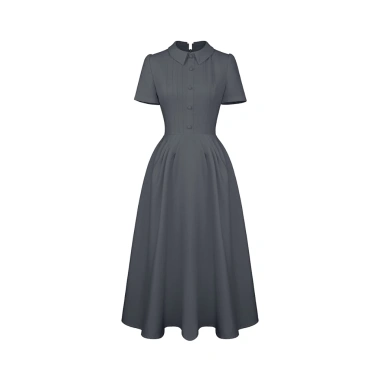 [BBSTORE'S] Đầm Xòe Công Sở Dài Cổ Sơ Mi Tay Ngắn Chất Carolan Xược - D4.558B 8