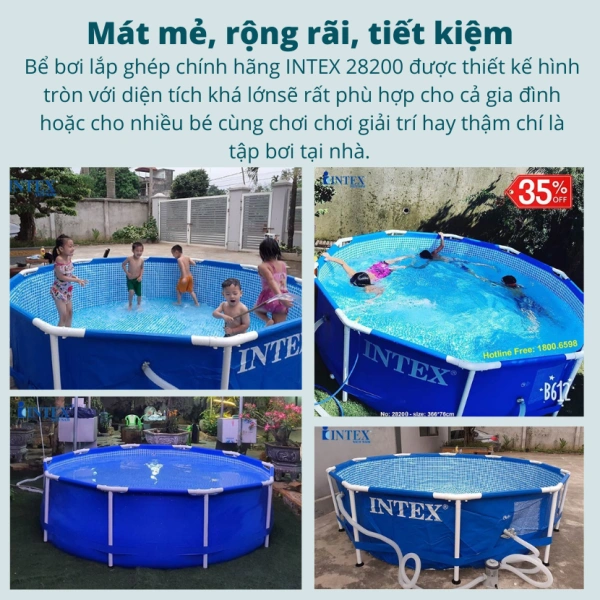 Hình ảnh sản phẩm Bể Bơi Tròn Khung Thép 3m05 Giá Rẻ BH 3 Năm Còn 1.7 Triệu