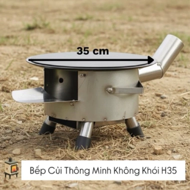 Bếp củi thông minh không khói - H35 - Tiết kiệm củi - Kèm nắp chống đen nồi và 1 đôi găng tay