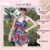 Bikini Liền Váy Hoa Lá Che Khuyết Điểm Bigsize Dây Buộc Cổ Giá Cực Sốc 149k
