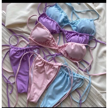 Bikini Nữ 2 Mảnh Quần Kiểu Dáng Nhỏ Áo Rút Dây Xinh Xắn Giá 18.896 VND