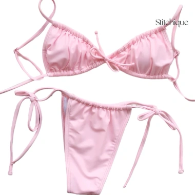 Bikini Nữ 2 Mảnh Quần Kiểu Dáng Nhỏ Áo Rút Dây Xinh Xắn Giá 18.896 VND