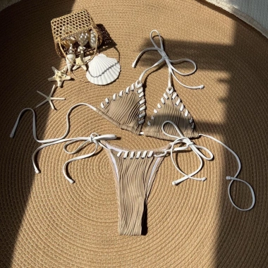 Bikini Tam Giác Chất Gân Luồn Dây Mẫu Mới Giá Rẻ Chỉ 215k - Siêu Đẹp Nhiều Màu