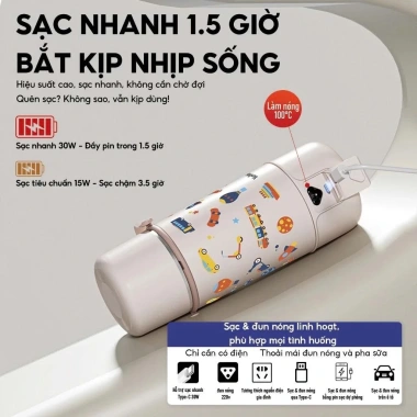 Bình đun nước pha sữa cầm tay di động F12Y YunBaby, đun sôi 100 độ nhỏ gọn, tiện lợi, dễ dàng mang theo - BH 3 năm 2