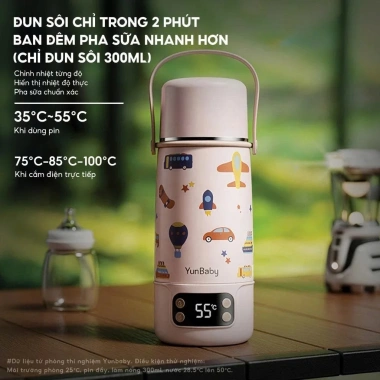 Bình đun nước pha sữa cầm tay di động F12Y YunBaby, đun sôi 100 độ nhỏ gọn, tiện lợi, dễ dàng mang theo - BH 3 năm 5