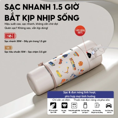 Bình đun nước pha sữa cầm tay F12Y YunBaby 100 độ, nhỏ gọn, tiện lợi, BH 3 năm
