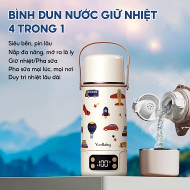 Bình đun nước pha sữa cầm tay F12Y YunBaby 100 độ, nhỏ gọn, tiện lợi, BH 3 năm