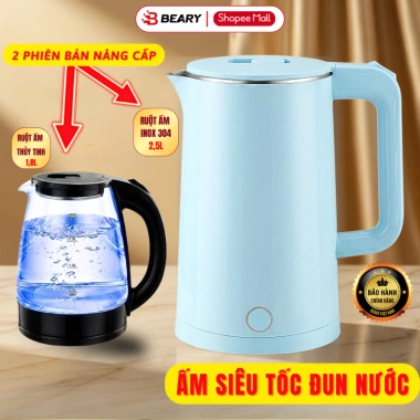 Bình Đun Nước Siêu Tốc 2.5L - Ấm Đun Siêu Tốc Inox 1.8L METIS Giá Cực Rẻ Chỉ 115.000đ