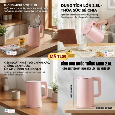 Bình Đun Nước Siêu Tốc 2.5L - Ấm Đun Siêu Tốc Inox 1.8L METIS Giá Cực Rẻ Chỉ 115.000đ