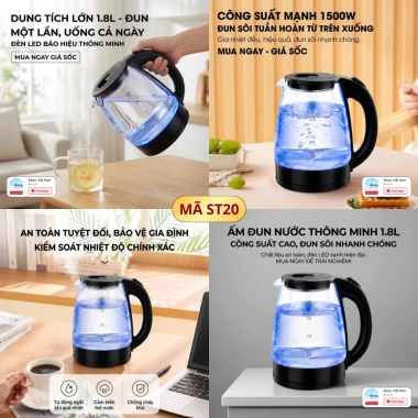 Bình Đun Nước Siêu Tốc 2.5L - Ấm Đun Siêu Tốc Inox 1.8L METIS Giá Cực Rẻ Chỉ 115.000đ