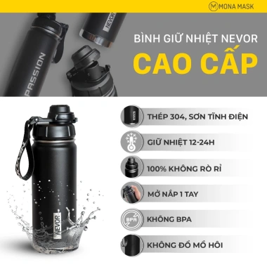 Bình Giữ Nhiệt NEVOR 523ml Thép Không Gỉ 304 An Toàn Chống Rò Rỉ Giá Cực Sấp