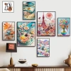 Bộ 6 tranh dán tường trang trí decor phong cảnh nghệ thuật- decor phòng khách- phòng ngủ 3
