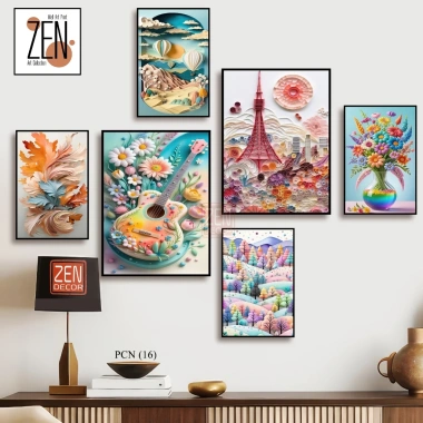Bộ 6 tranh dán tường trang trí decor phong cảnh nghệ thuật- decor phòng khách- phòng ngủ 3
