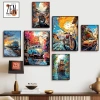 Bộ 6 tranh dán tường trang trí decor phong cảnh nghệ thuật- decor phòng khách- phòng ngủ 5