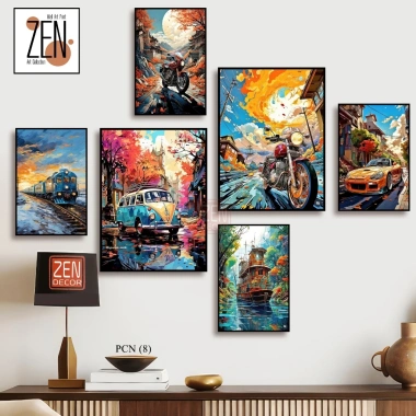 Bộ 6 tranh dán tường trang trí decor phong cảnh nghệ thuật- decor phòng khách- phòng ngủ 5