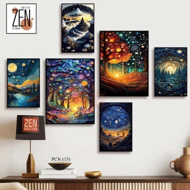 Bộ 6 tranh dán tường trang trí decor phong cảnh nghệ thuật- decor phòng khách- phòng ngủ 6