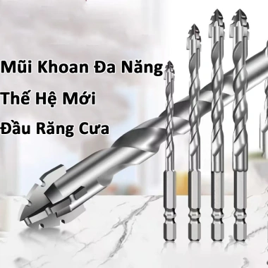 Bộ 7 Mũi Khoan Đa Năng Đầu Răng Cưa Thế Hệ Mới, Độ Cứng Cao, Chuyên Khoan Gạch Men, Đá, Bê Tông Phi 3 4 5 6 8 10 12mm 5