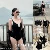 Bộ Bơi Nữ Liền Thân Đen Hoa Trà Viền Trắng Có Mút Gợi Cảm Giá 323k