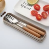 Bộ đũa thìa CAPUUFAM, hộp đựng cá nhân gỗ cao, phù hợp văn phòng và đi du lịch, chỉ 28.000₫