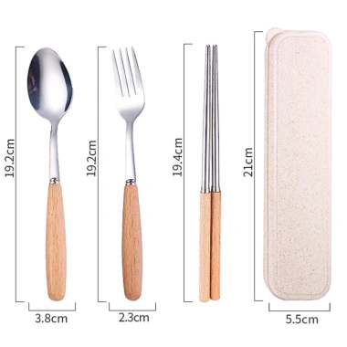 Bộ đũa thìa CAPUUFAM, hộp đựng cá nhân gỗ cao, phù hợp văn phòng và đi du lịch, chỉ 28.000₫ 3