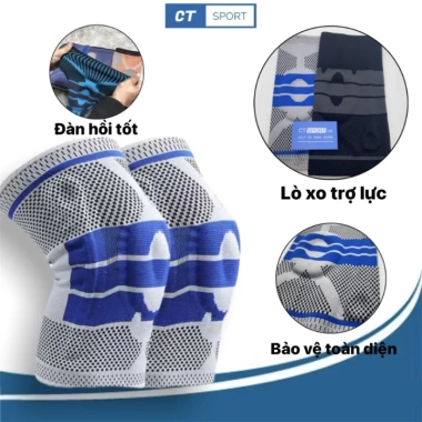 Bó Gối Thể Thao Đệm Silicon & Lò Xo Trợ Lực Bảo Vệ Toàn Diện, Siêu Co Giãn, Thoáng Khí Chạy Bộ, Đá