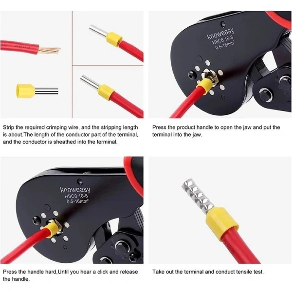 Hình ảnh sản phẩm Bộ kìm bấm cos đa năng HSC8 16-6A kèm 1.200 đầu cos 0.08-16mm² - Giá chỉ 100.000